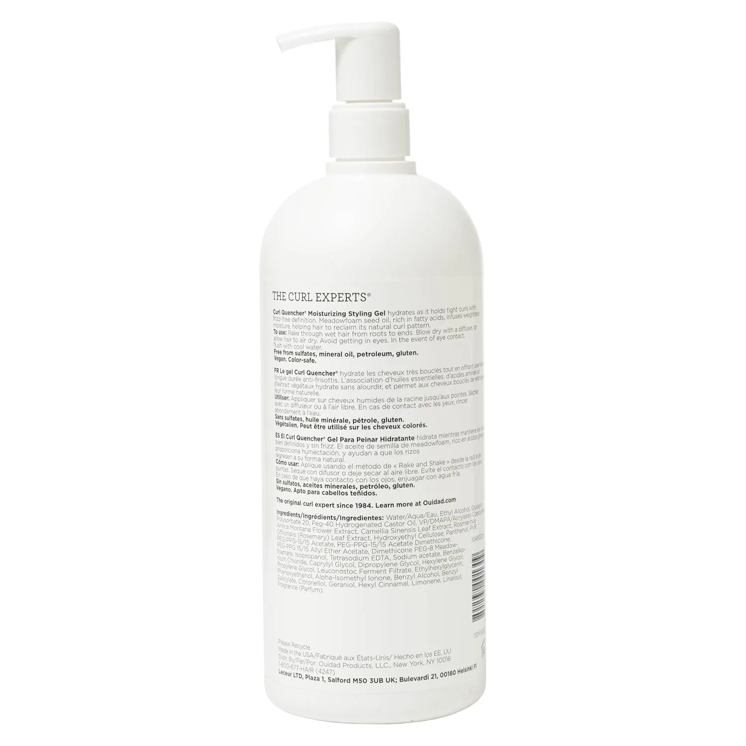 Ouidad Curl Quencher Moisturizing Styling Gel для тугих кудрей - гибкая фиксация, упругость и защита от пушистости, увлажнение, без сульфатов и минерального масла 1000 мл (1 шт.) — фото 2