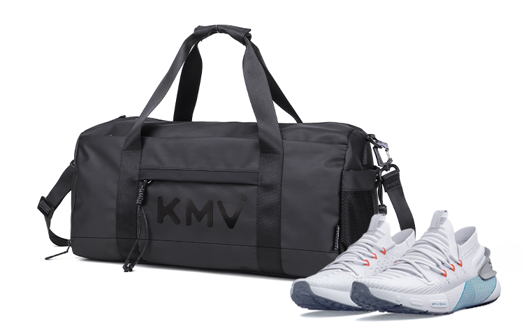

Сумка спортивная полиэстер большая унисекс глянцевая черная KMV