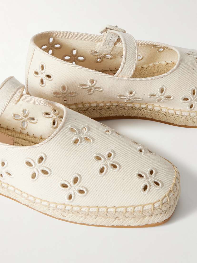 Эспадрильи Clover из парусины и английской вышивки Loeffler Randall, бежевый — фото 4