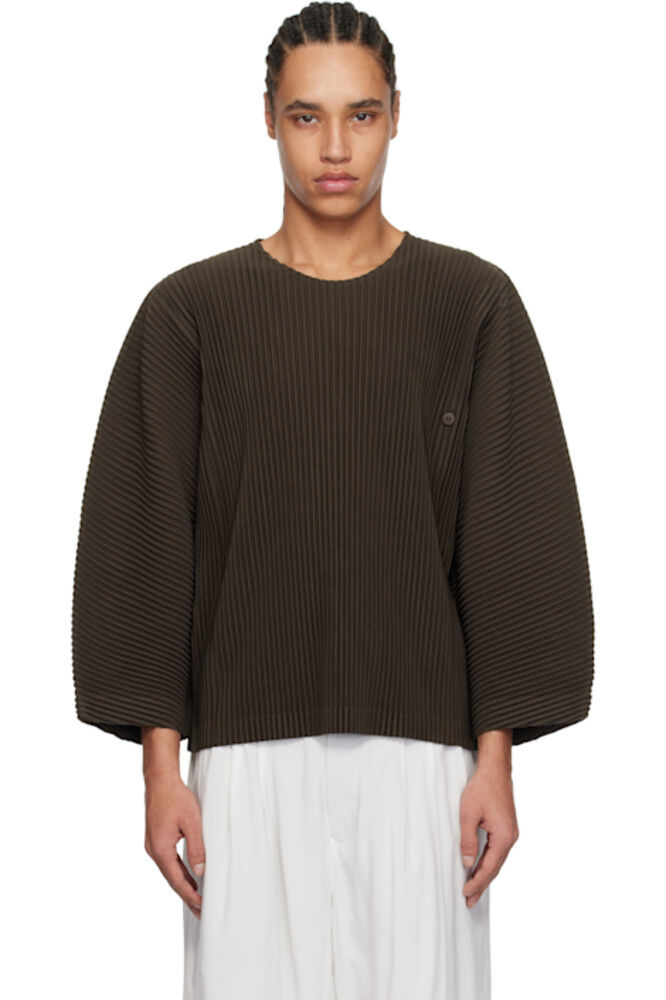 

Футболка с надписью «Коричневая турбина» HOMME PLISSÉ ISSEY MIYAKE