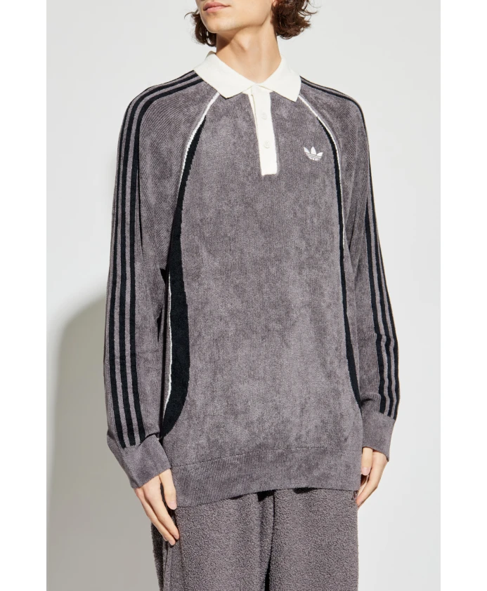 Рубашка-Поло с вышитым логотипом Adidas Originals, серый — фото 3