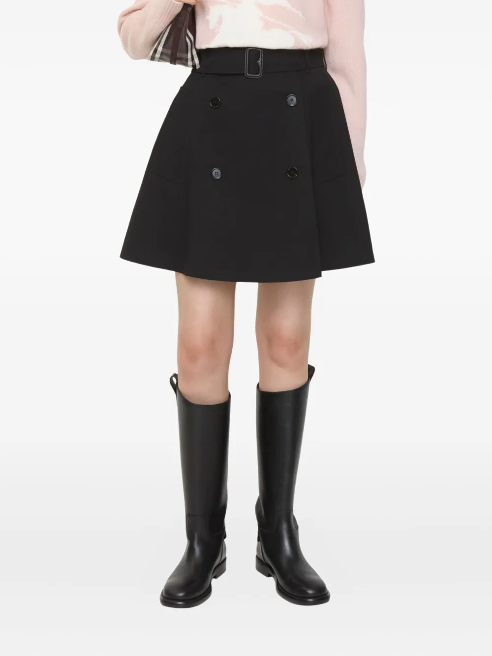 

Юбка из кожи с поясом BURBERRY, черный