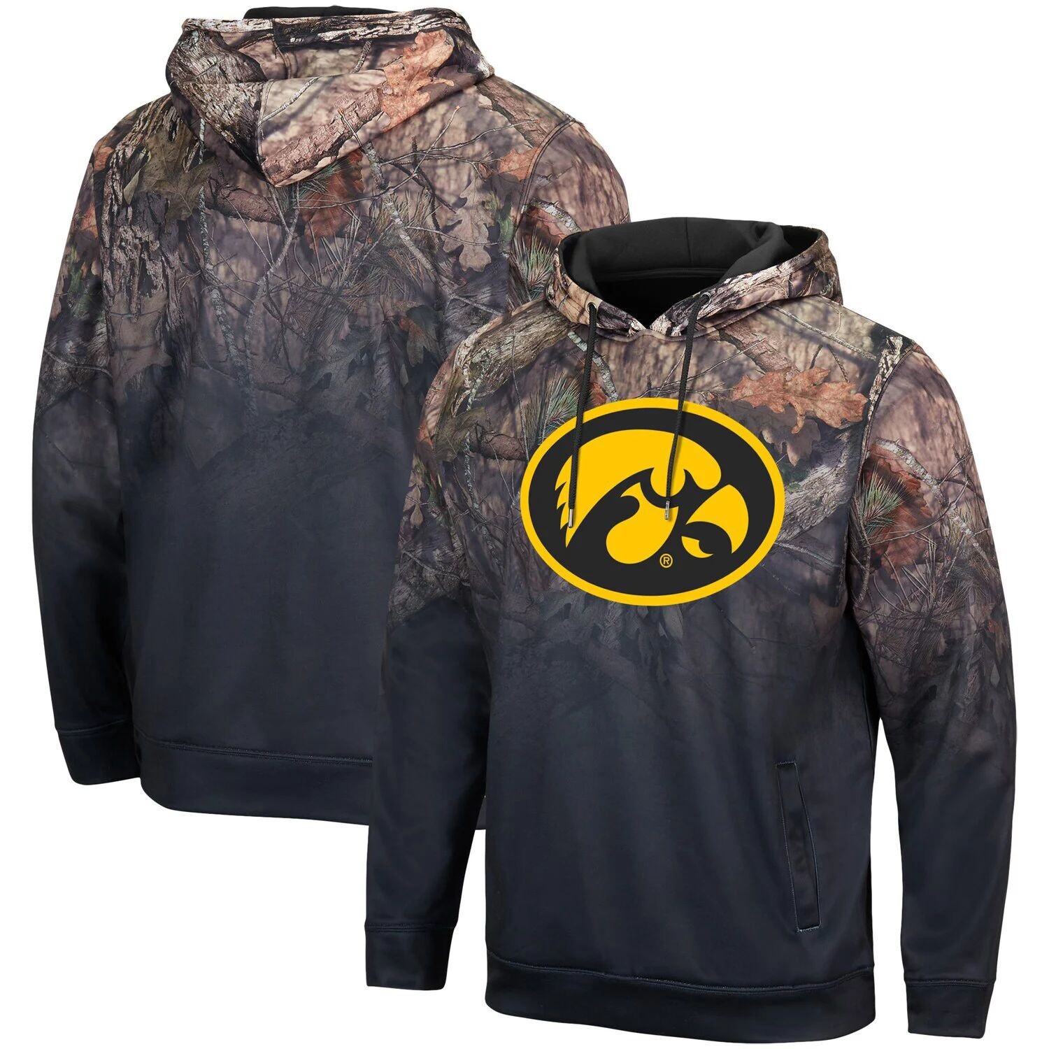

Мужской черный пуловер с капюшоном Iowa Hawkeyes Mossy Oak Colosseum