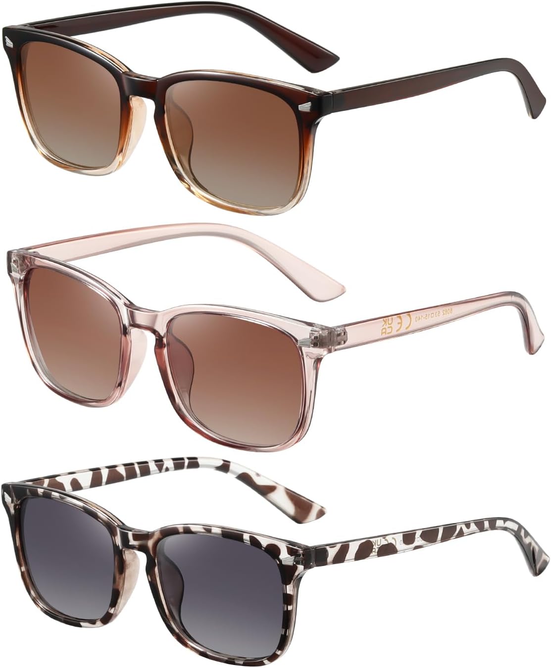

Поляризованные солнцезащитные очки MASDUN для женщин и мужчин в классическом ретро-стиле с защитой от УФ-излучения (3 шт.), Brown Gradient + Transparent Brown + Leopard Gradient
