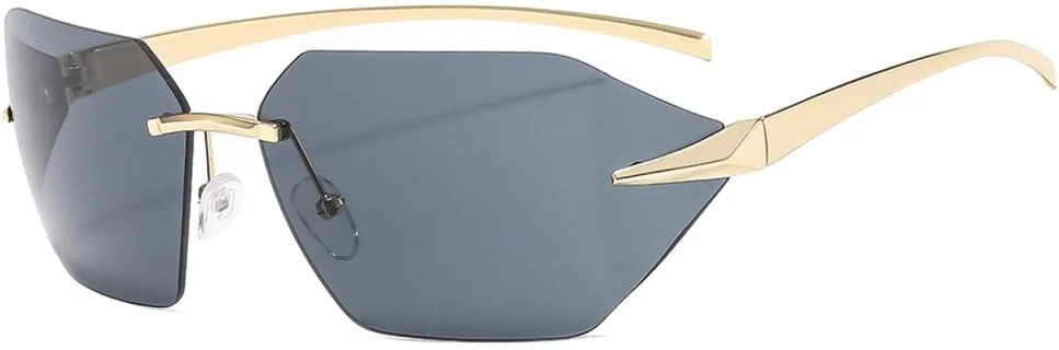 

Модные ретро-солнцезащитные очки без оправы для женщин и мужчин, роскошные солнцезащитные очки, трендовые модели, защита от ультрафиолета UV400 generic, Gold Black