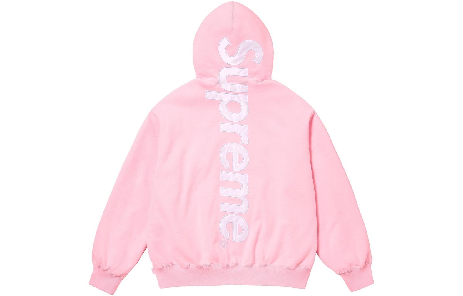 

Толстовка с капюшоном и атласной аппликацией, осень-зима 23 Supreme, Gray White/Ash Grey