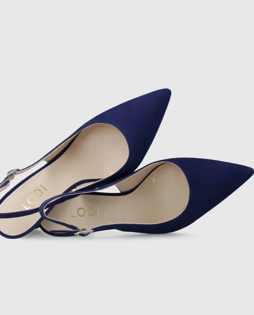 Женские замшевые туфли-лодочки без задника Lodi, синий — фото 4