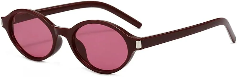 

Модные маленькие овальные солнцезащитные очки для женщин, защита от УФ-излучения UV400, ретро-панк, мужские, леопардовый принт, синие UUPTTPL, Dark Red Rose Red