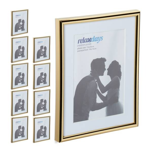 

10xРамка для фотографий Relaxdays 15x20 cm gold, золотой/белый