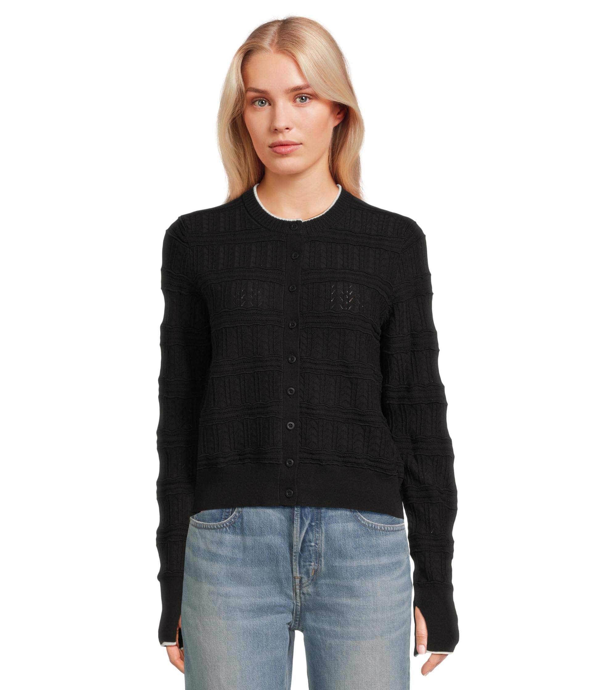 

Свитер Madewell Solid Everleigh Stitch Cardigan, цвет Black And Ivory Combo