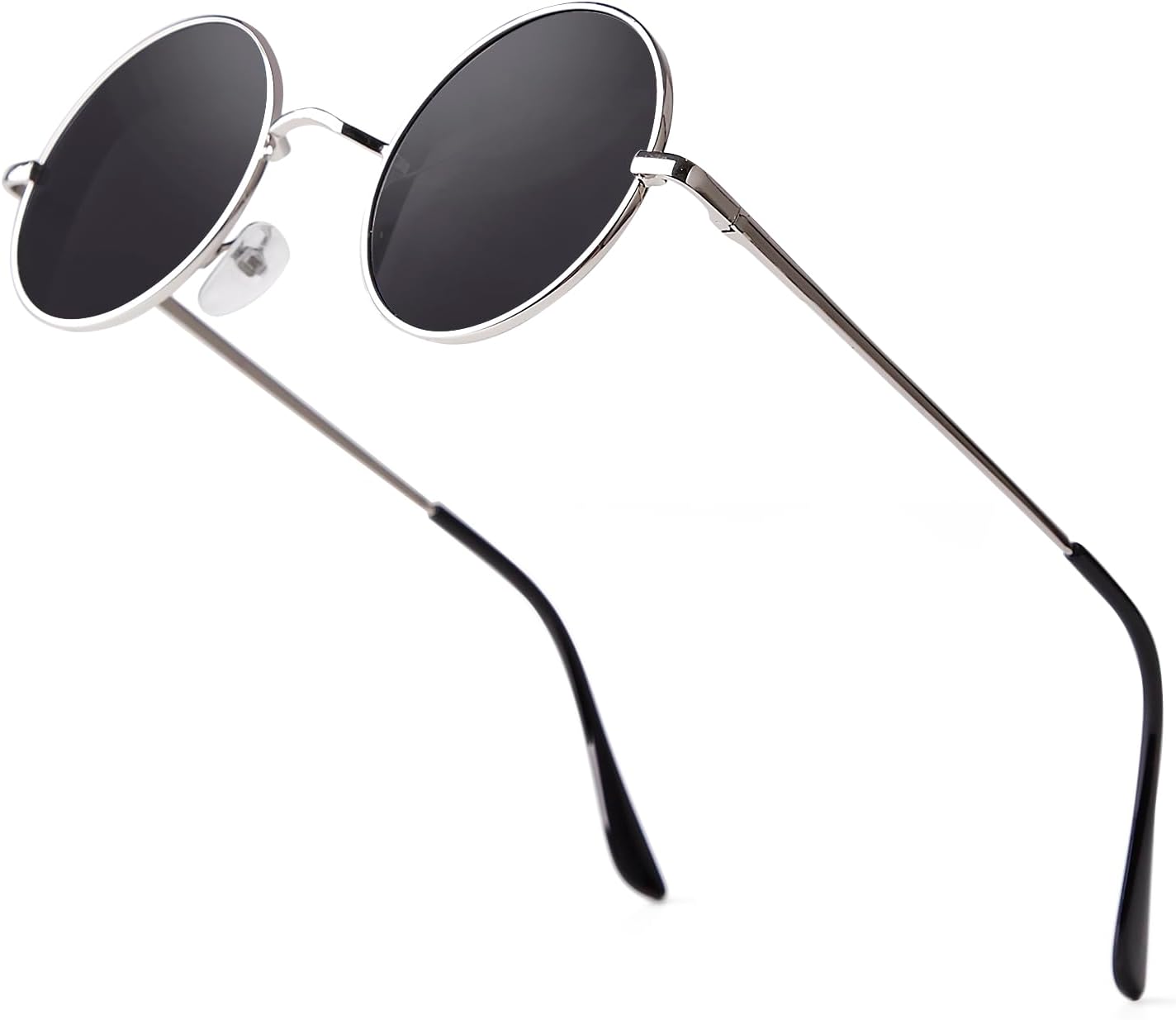 

Ретро маленькие круглые поляризованные солнцезащитные очки для женщин и мужчин в винтажной металлической оправе с тонированными линзами Laurinny, Silver Frame/Grey Lens