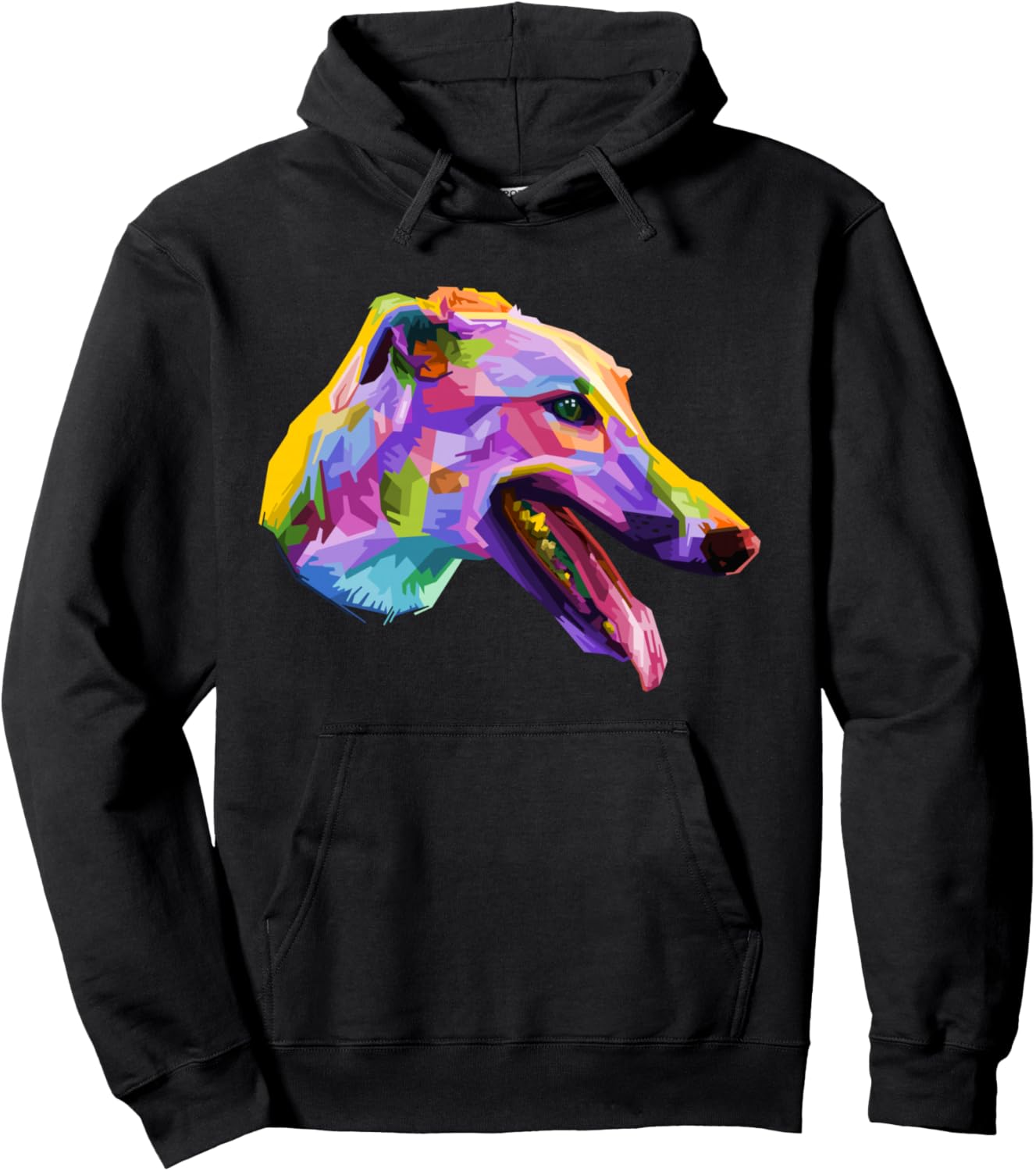 

Красочный портрет в стиле поп-арт владельца английской борзой - толстовка A Whippet Motif That Dog Lovers Will Love, черный