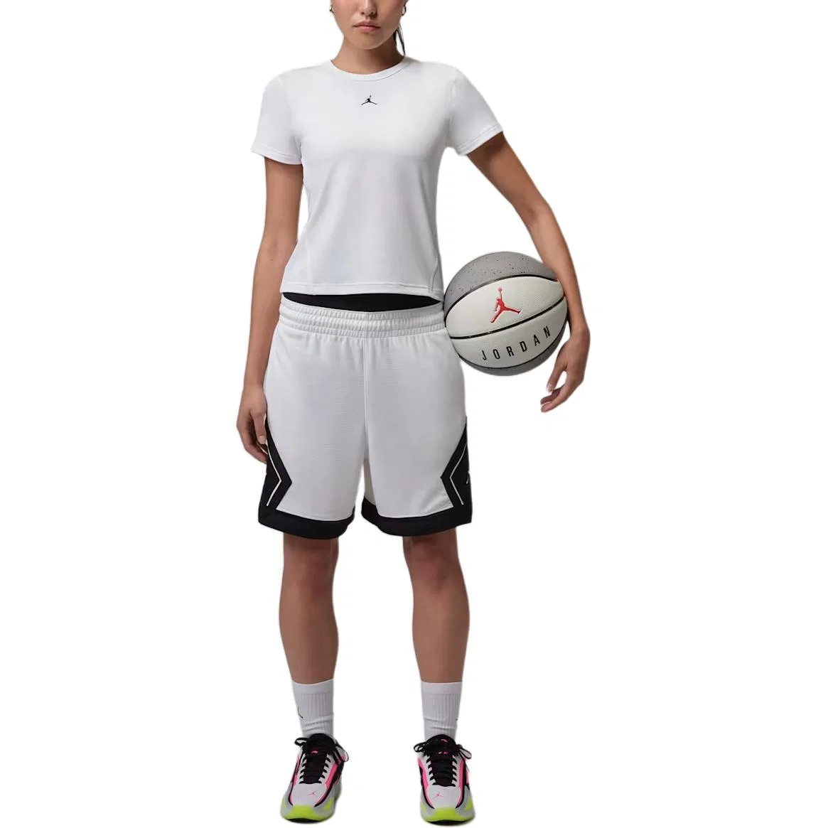 Футболка Dri FIT Quick Dry женская Jordan, White/Black — фото 3