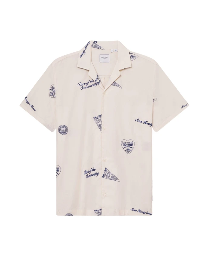 

Футболка Hendrix aoe цвета слоновой кости/синий принт Les Deux, бежевый