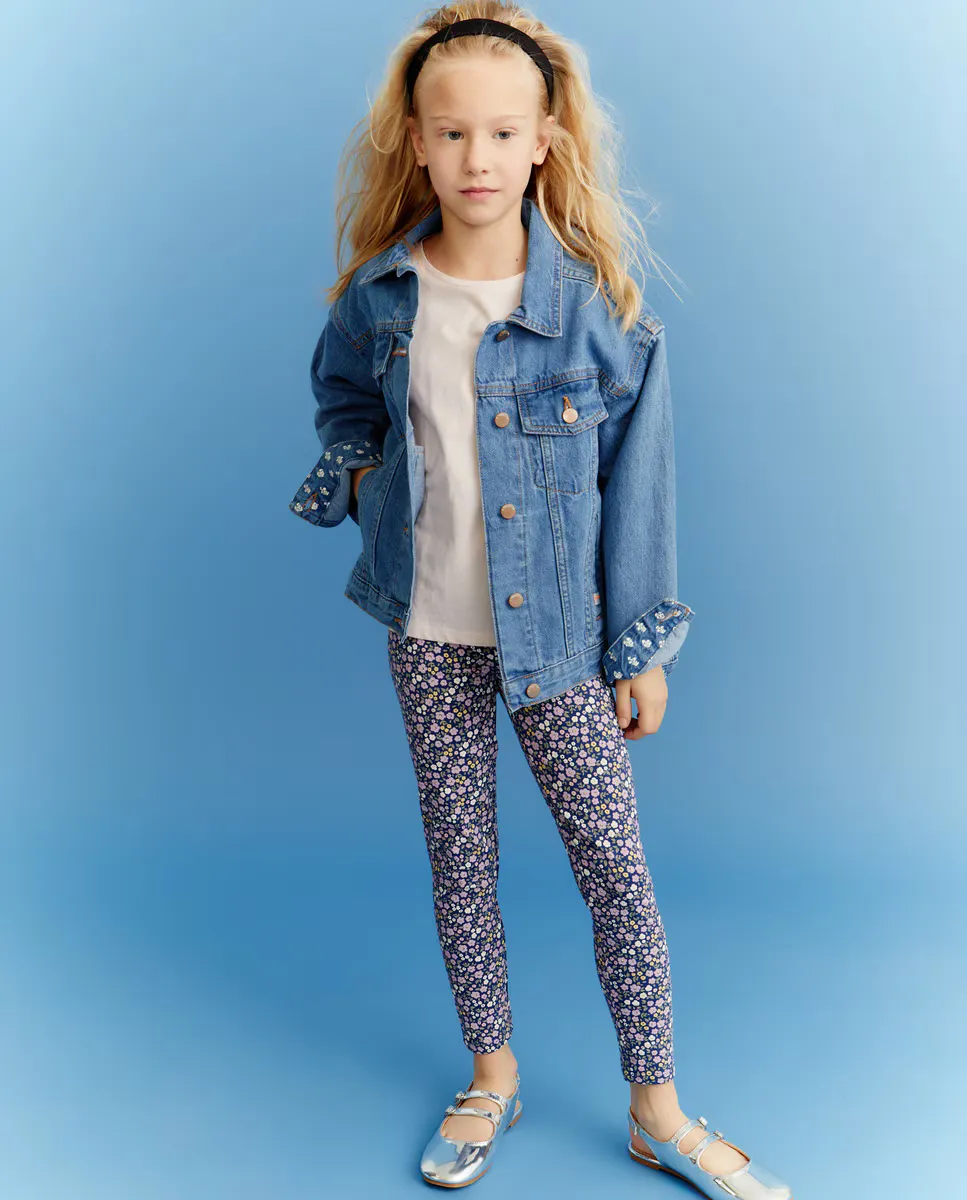 

Базовые леггинсы для девочек с цветами Kids El Corte Inglés, синий