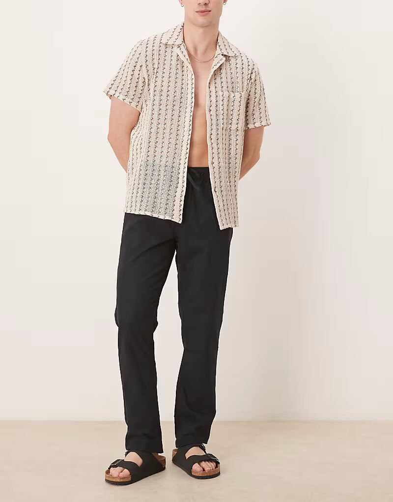 

Узкие брюки из льняной смеси ASOS DESIGN черного цвета