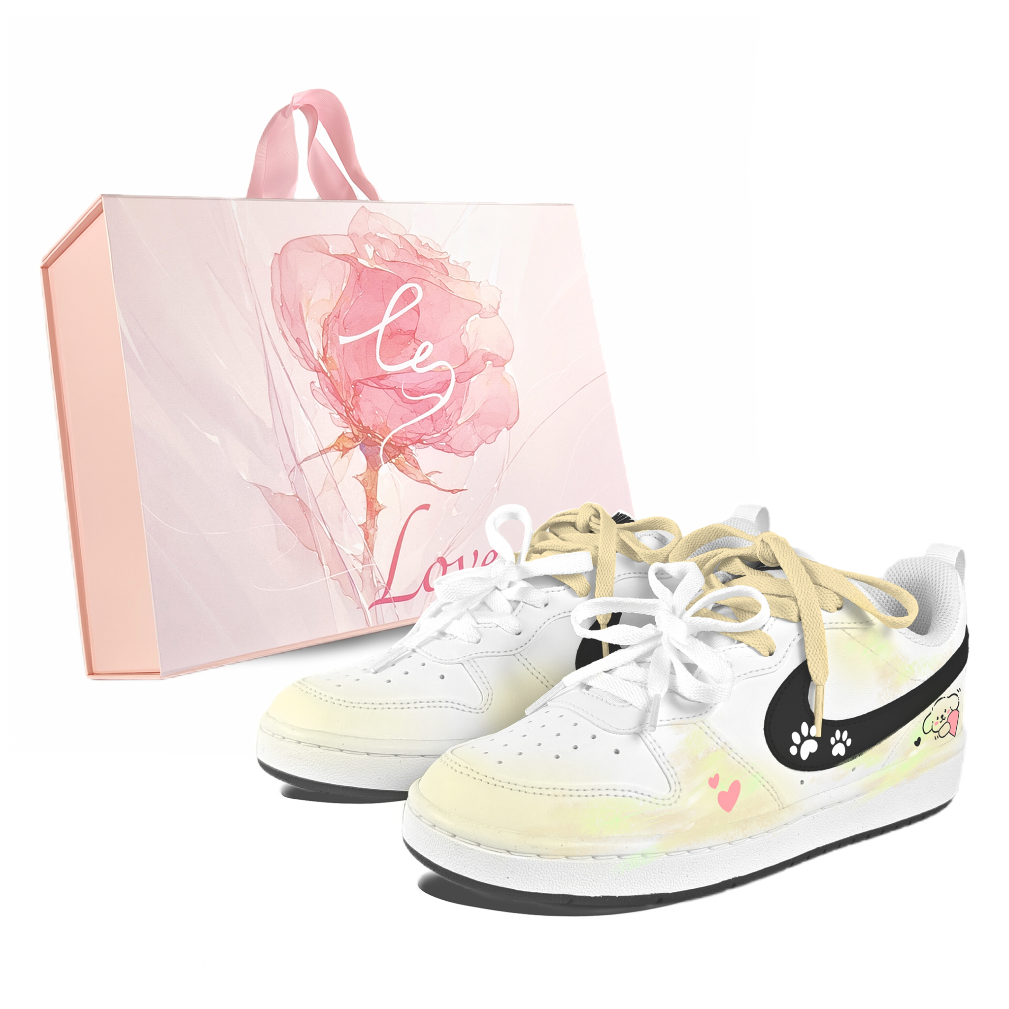 

Низкие детские кроссовки для скейтбординга Court Borough Heart Fluttering BOX для подростков Nike, белый
