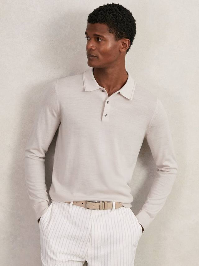 

Траффорд шерстяная поло с длинным рукавом Reiss, Beige