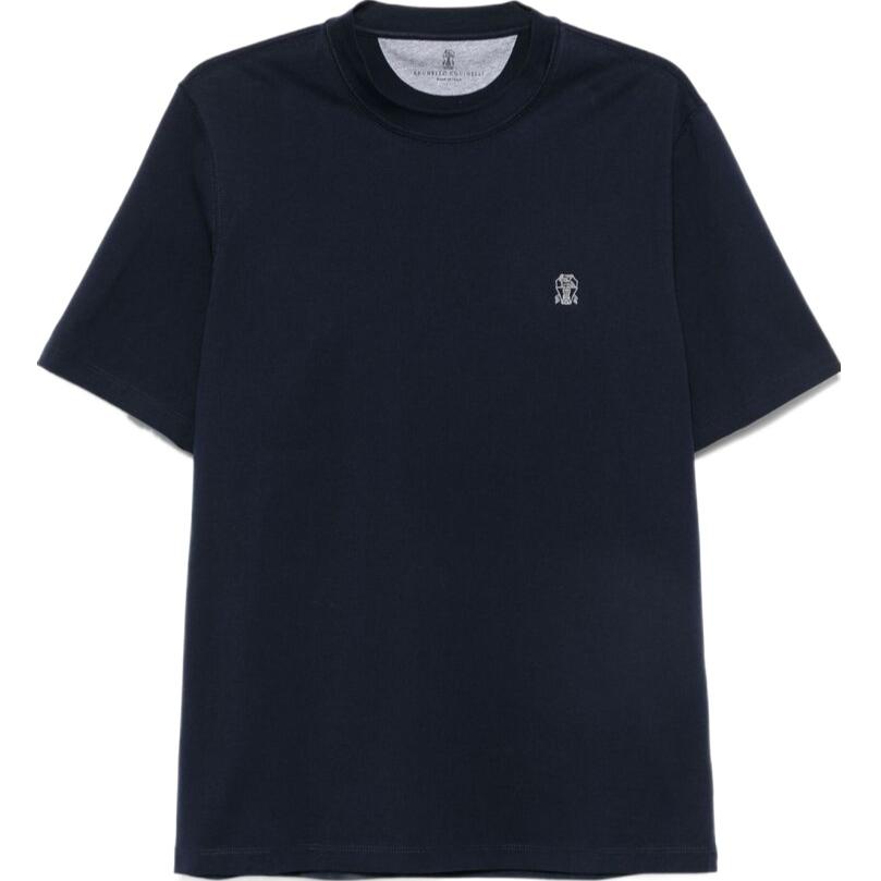 

Футболка с вышитым логотипом Brunello Cucinelli, синий