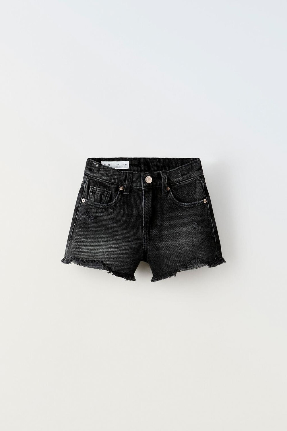

Шорты-бермуды из потертой джинсы ZARA, черный