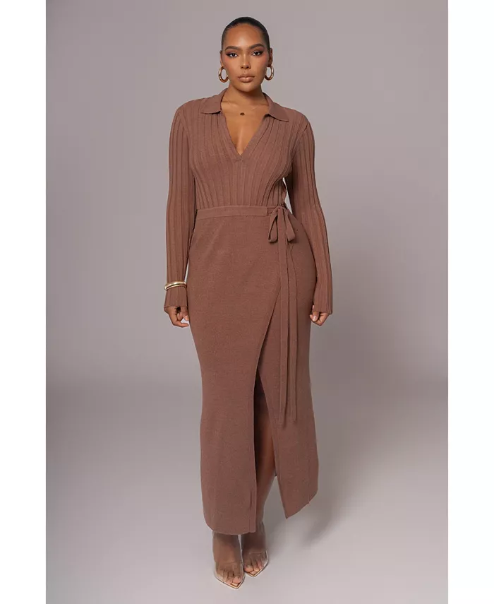 

Женское платье макси Emma Knit JLUXLABEL, коричневый