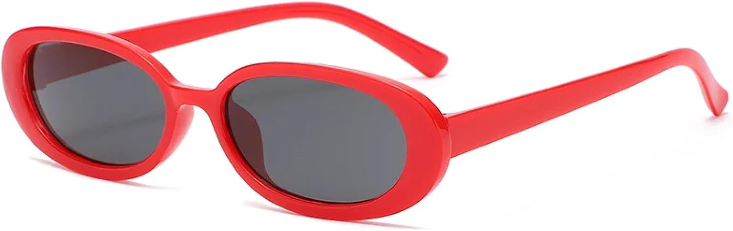 

8 шт. маленьких овальных солнцезащитных очков для женщин в винтажном ретро-стиле, черно-белые, классические солнцезащитные очки, защита от УФ-излучения UV400 SZVVBKK, Red Black