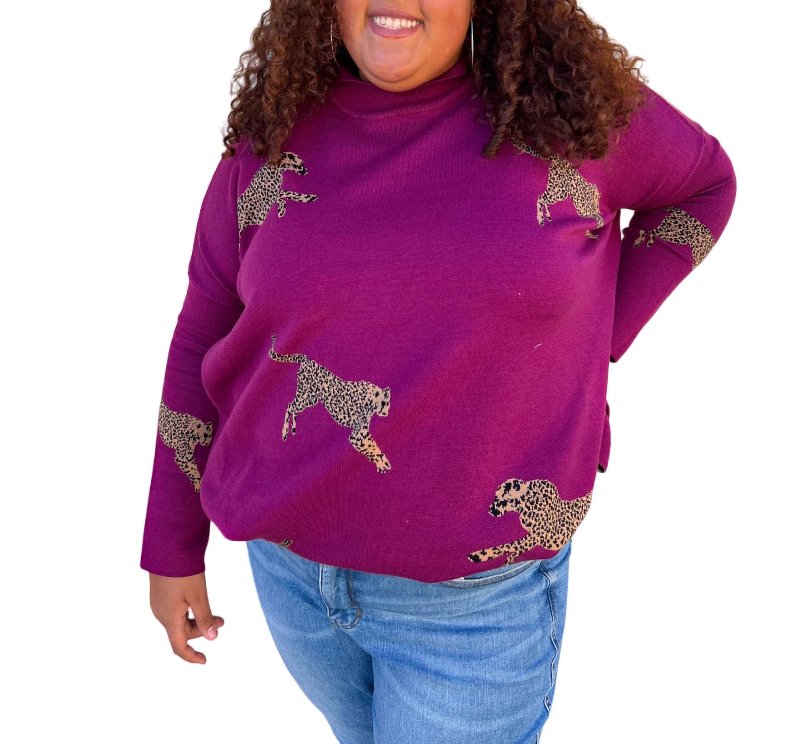 

Annie Mock Neck Длинный рукав свитер Топ - Плюс В Сливовом entro, цвет plum