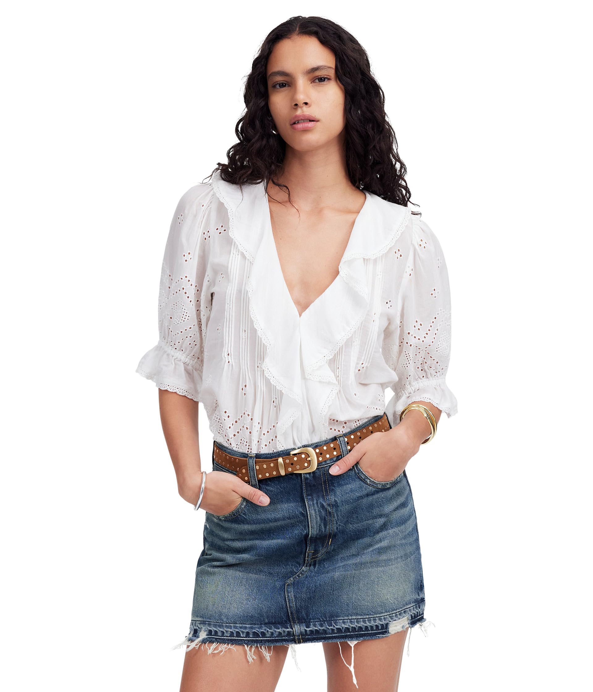 

Юбка Madewell 5 Pocket Postage Stamp Denim Mini In Croswell, цвет Croswell Wash