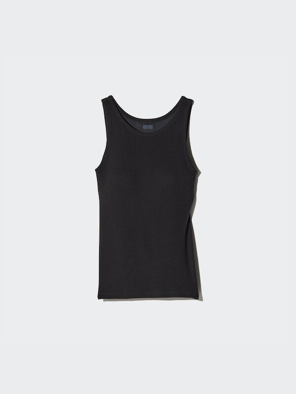 

Очень теплый топ-бюстгальтер heattech в рубчик без рукавов Uniqlo, черный