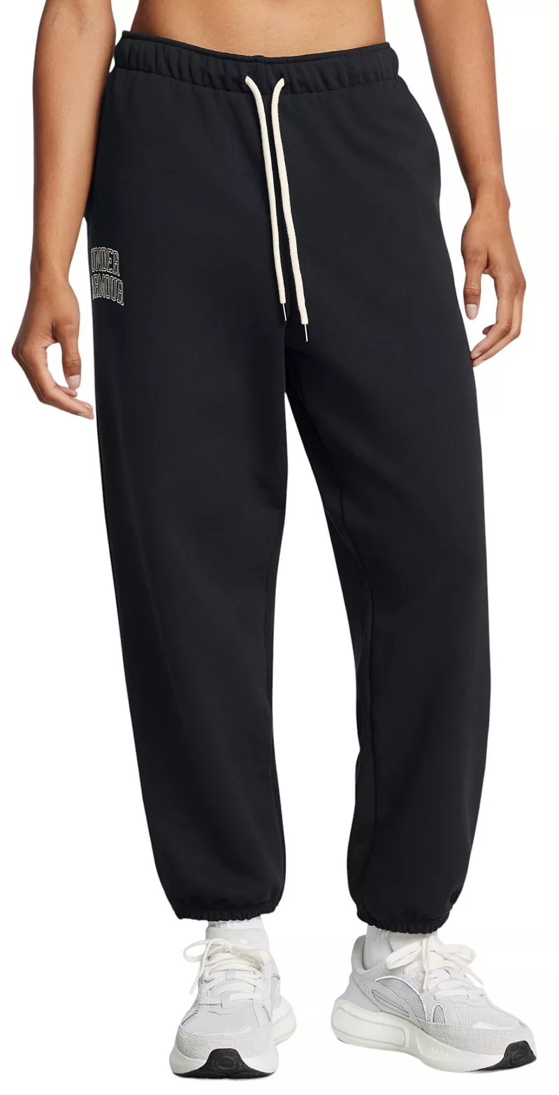 

Женские брюки оверсайз из махровой ткани Under Armour Icon Heavyweight, цвет BLACK/SUMMIT WHITE