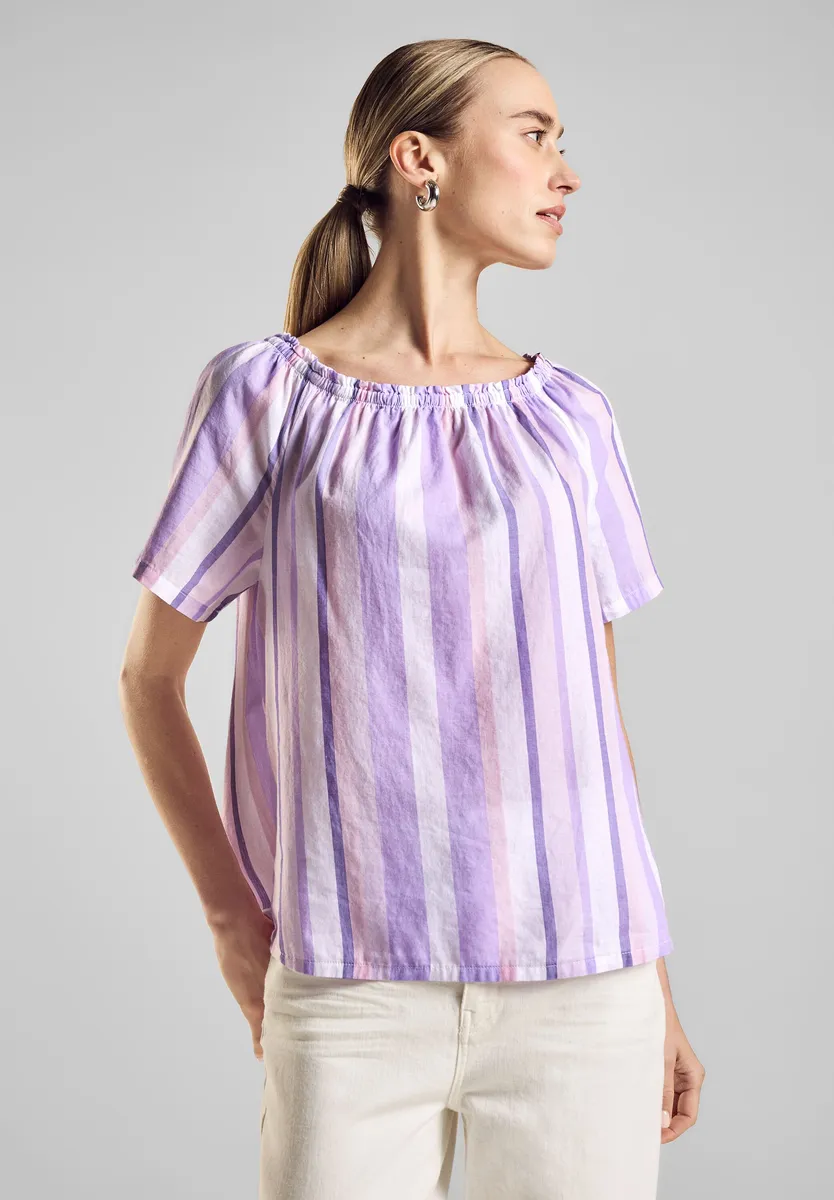

STREET ONE Блузка Carmen из чистого хлопка, цвет Bellflower Lilac