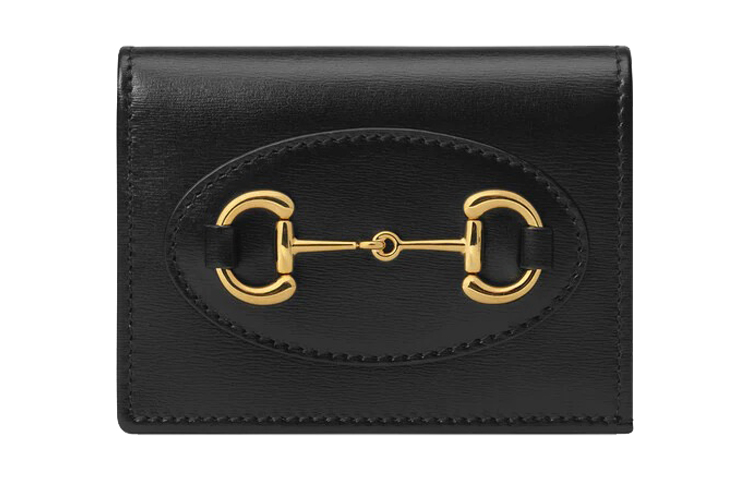 

GUCCI Кожаный картхолдер, кошелек обычный женский черный