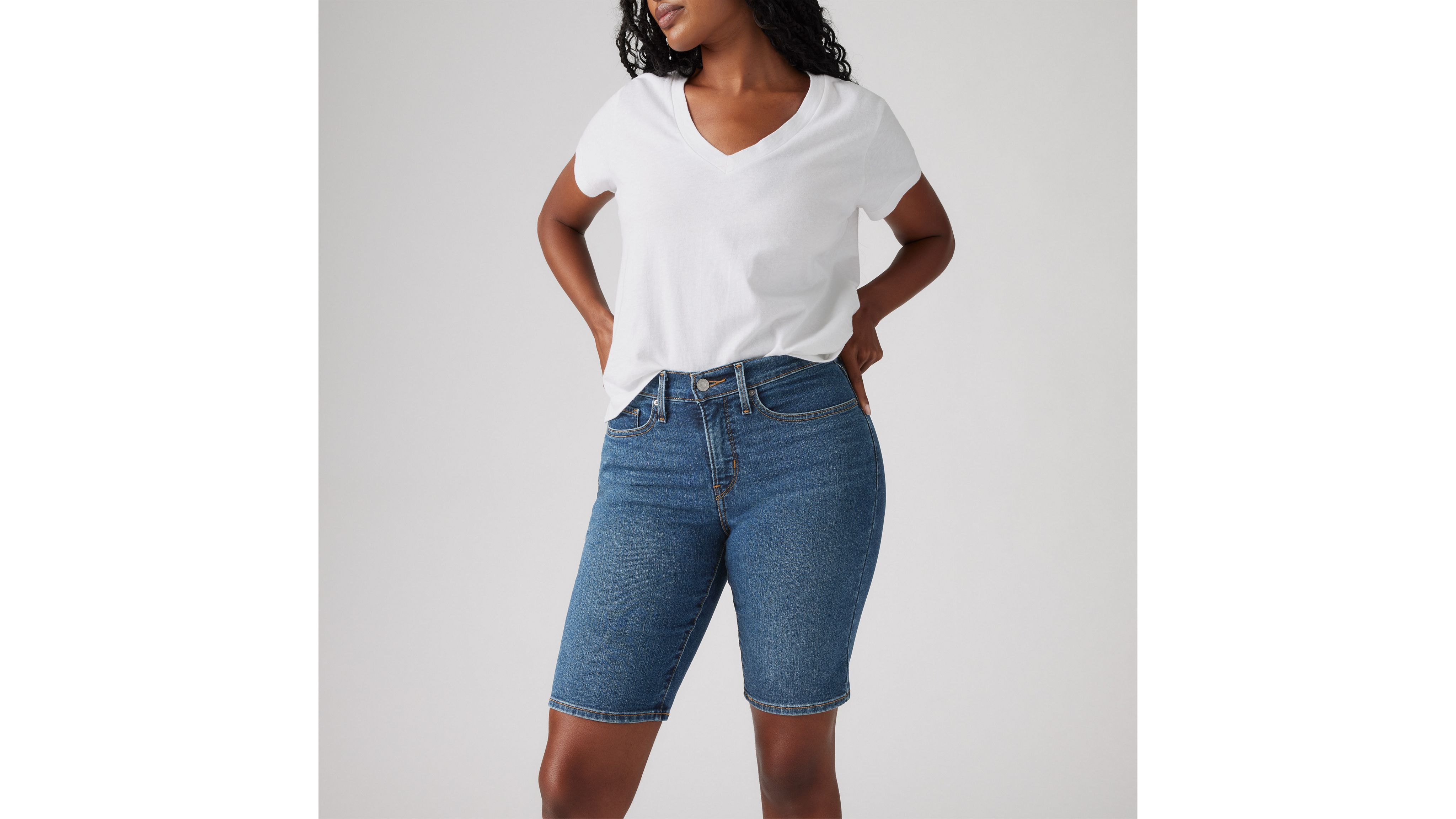 Формирующие женские шорты-бермуды Levi's, цвет Clever Girl Short - Dark Wash — фото 4