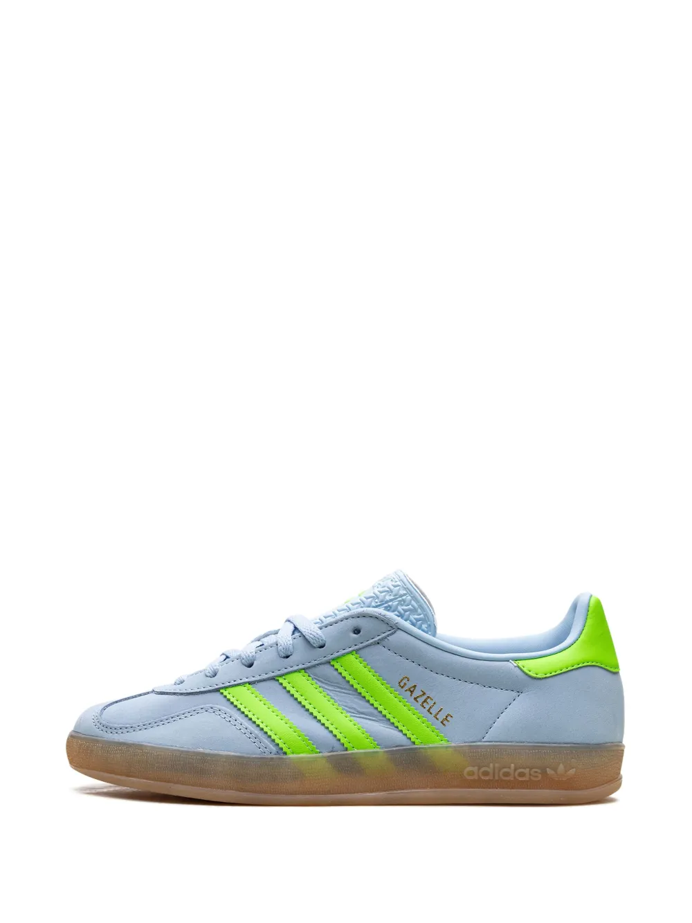 Кроссовки Gazelle Indoor Clear Sky/Solar Green Adidas, синий — фото 4