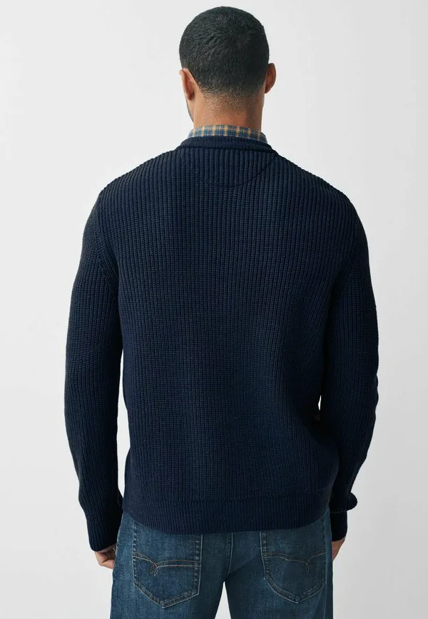 Классический крой, клетчатый оксфордский джемпер-накидка Next, New Navy Blue Aran Cable — фото 3