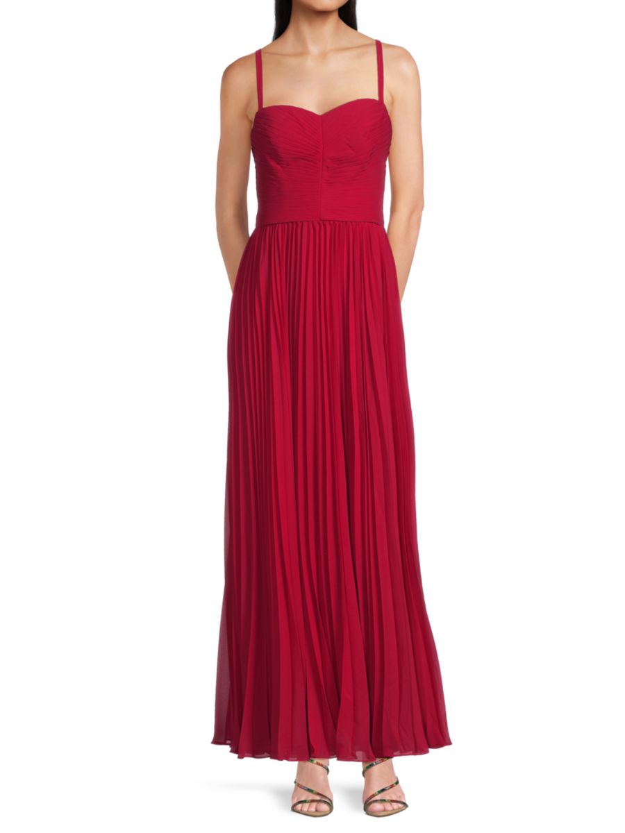 

Классическое шифоновое платье с плиссе Zac Posen, цвет Dahlia Red