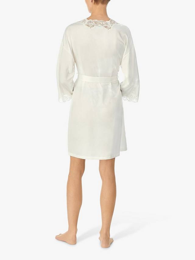 Лорен кимоно-халат из сатина с кружевными деталями Ralph Lauren, Ivory — фото 3
