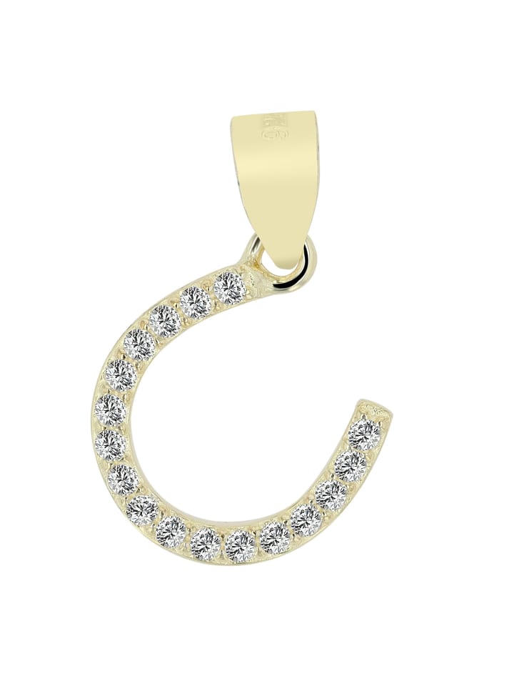 

Adeliás Женский кулон в форме подковы из серебра 925 пробы с фианитами в золотой оправе