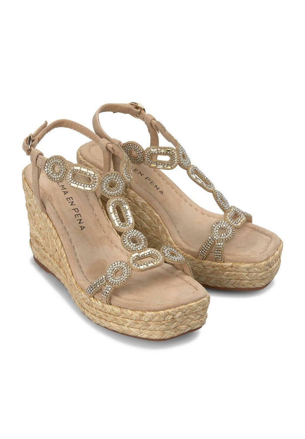Босоножки на танкетке DE CON Y CIERRE HEBILLA - High heeled sandals Alma en Pena, светло-коричневый — фото 3