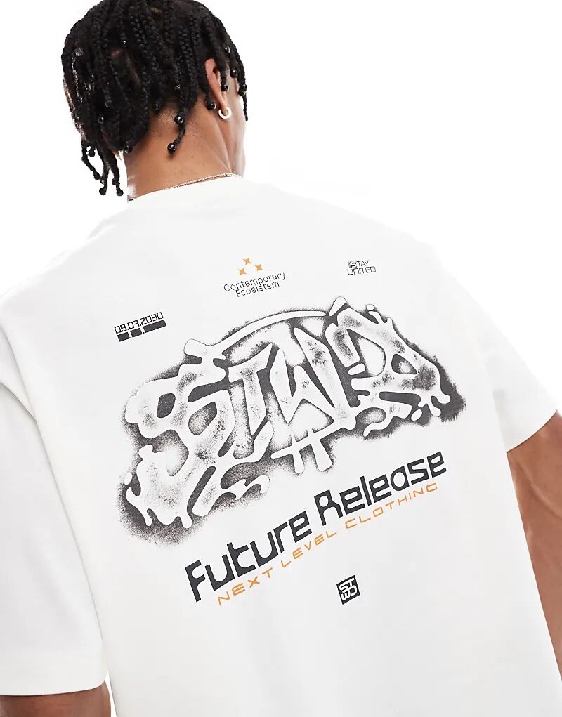 

Футболка Pull&Bear с принтом на спине «Future Release» белого цвета