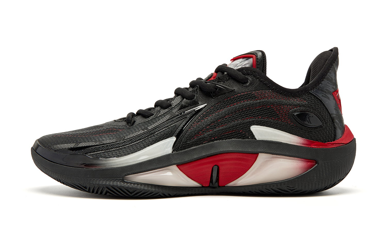 

QIAODAN Амортизация, износостойкие низкие баскетбольные кроссовки men's black спортивный стиль red