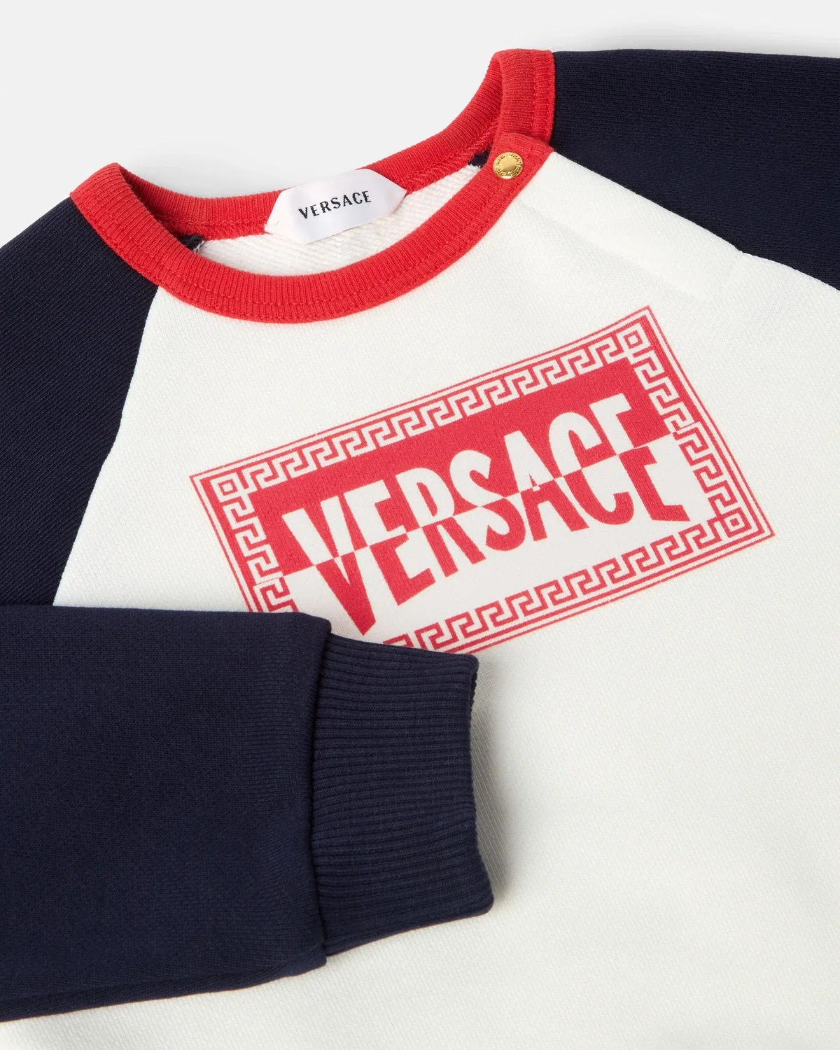 Детская толстовка из хлопкового джерси с принтом Versace, белый — фото 4