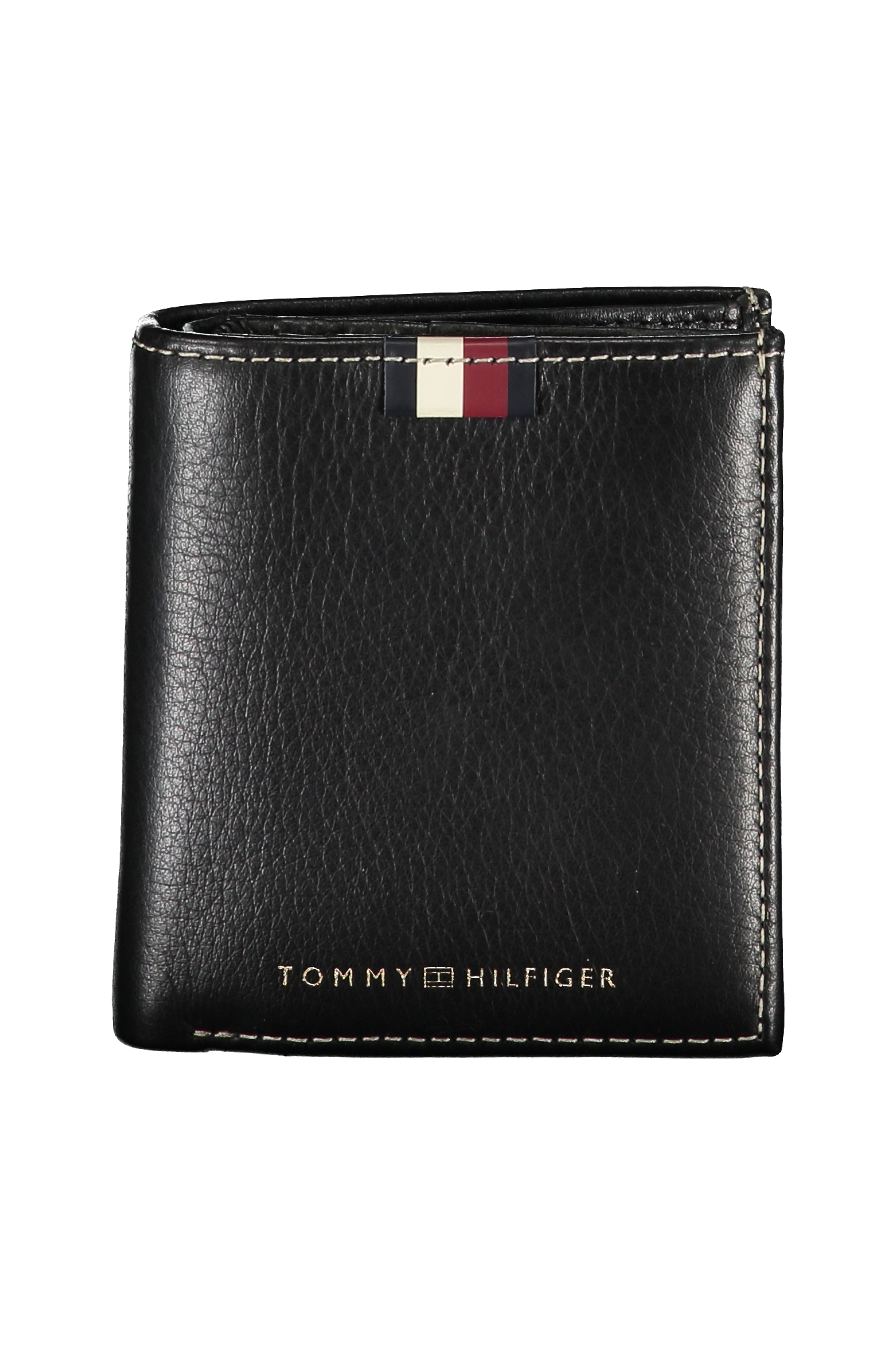 

Мужской кошелек Tommy Hilfiger кожаный с отстрочкой и полосками, черный
