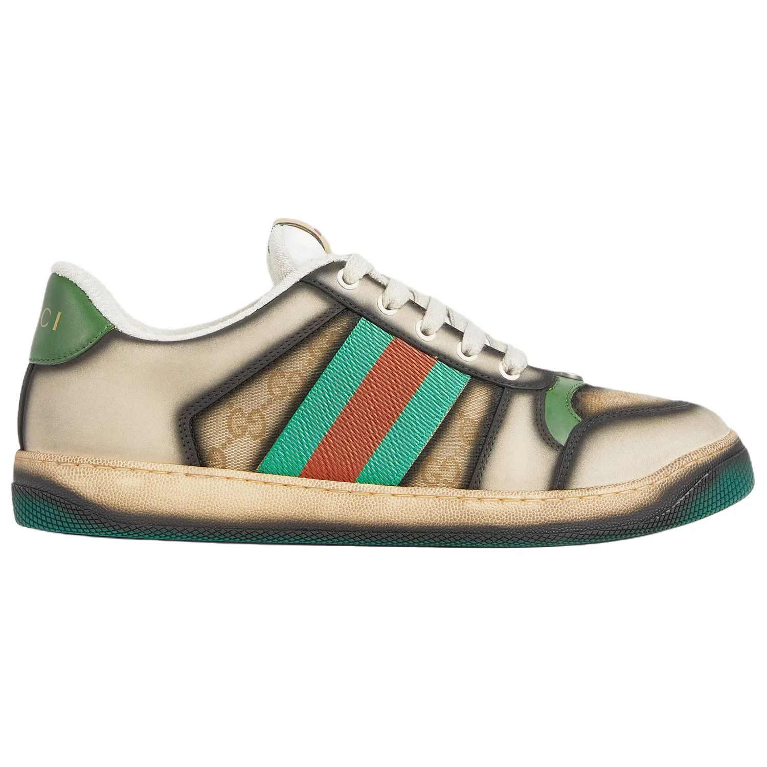 GUCCI Кроссовки скейтерские низкие кожаные мужские бежевые — фото 3
