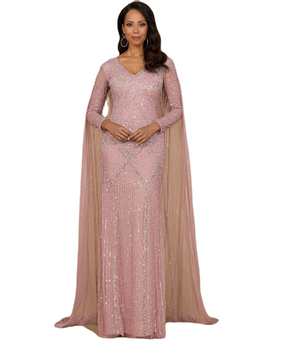 

Женское длинное платье с рукавами, расшитое бисером, с накидкой Lara, Cashmere