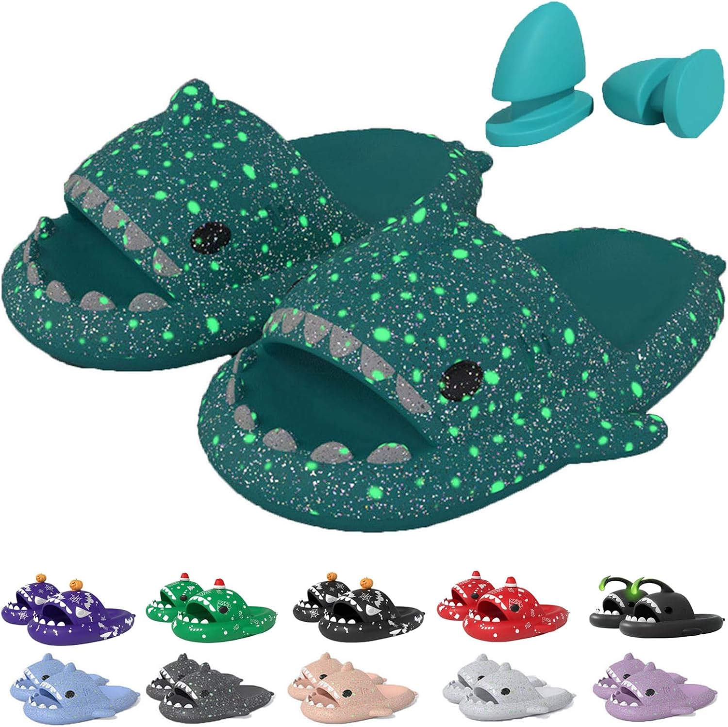 

Светящиеся тапочки с акулой Jfxgjuv на Хэллоуин, рождественские шлепанцы с акулой, жуткие 3D мультяшные шлепанцы с акулой, светящиеся в темноте сандалии с акулой для женщин и мужчин