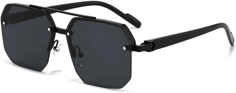 

Мужские солнцезащитные очки с двойной металлической перемычкой, градиентные линзы, защита от УФ-излучения UV400, женские солнцезащитные очки FYTUP, Black