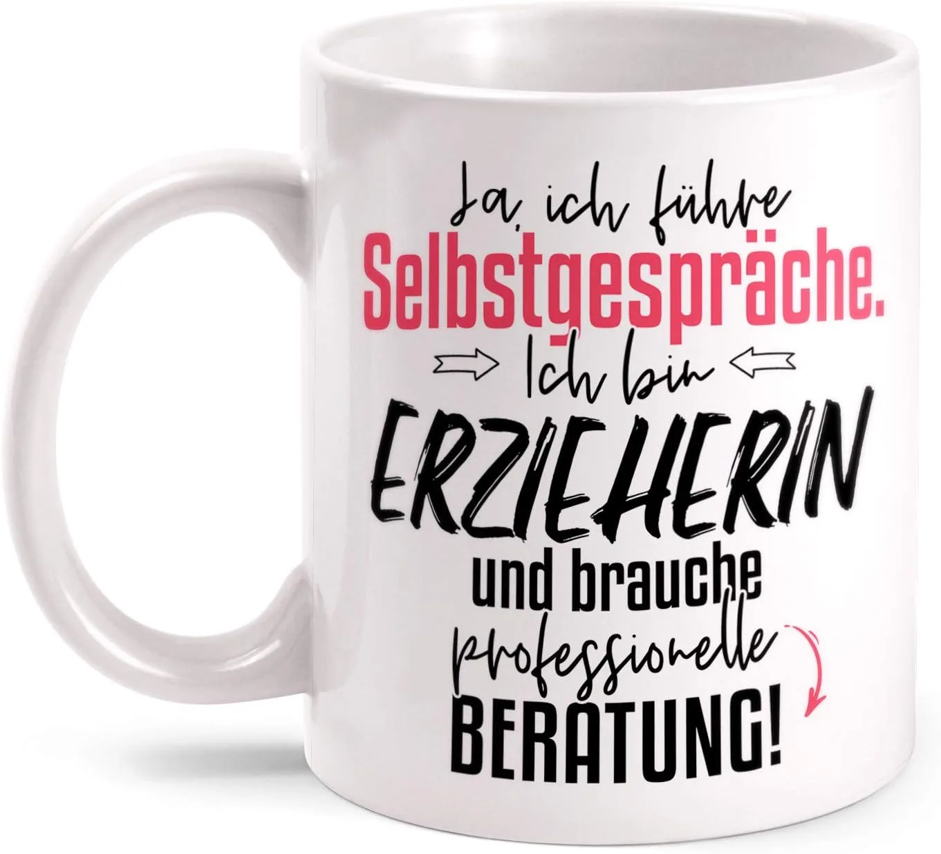 Кружка с принтом Erzieherin - Ich fühle Selbstgespräche, белая, 330 мл Fashionalarm