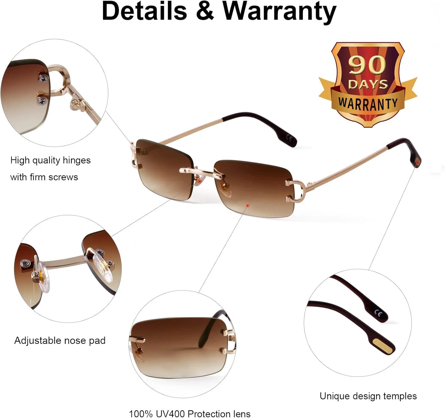 

Солнцезащитные очки JUDOO в стиле ретро, ​​без оправы, прямоугольной формы, для мужчин и женщин, модные очки без оправы с тонированными линзами, Gradient Brown C