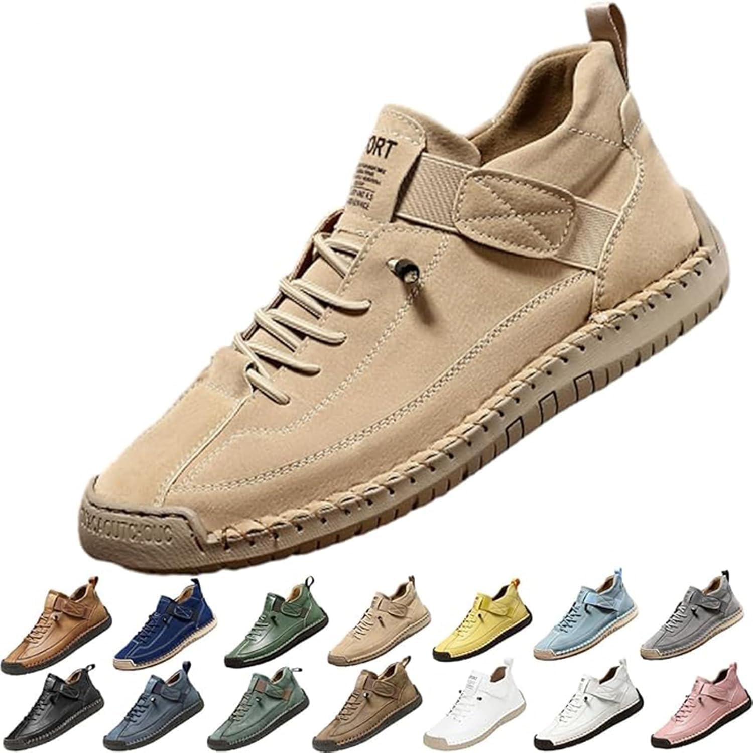 

Комфортные ортопедические кроссовки, повседневные легкие слипоны для спорта, унисекс регулируемые кожаные кроссовки Generic, коричневый